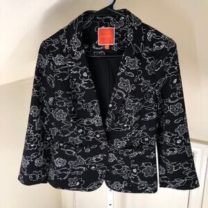 Modcloth EUC Women's Black and White Floral Blazer 3/4 Sleeve Size S